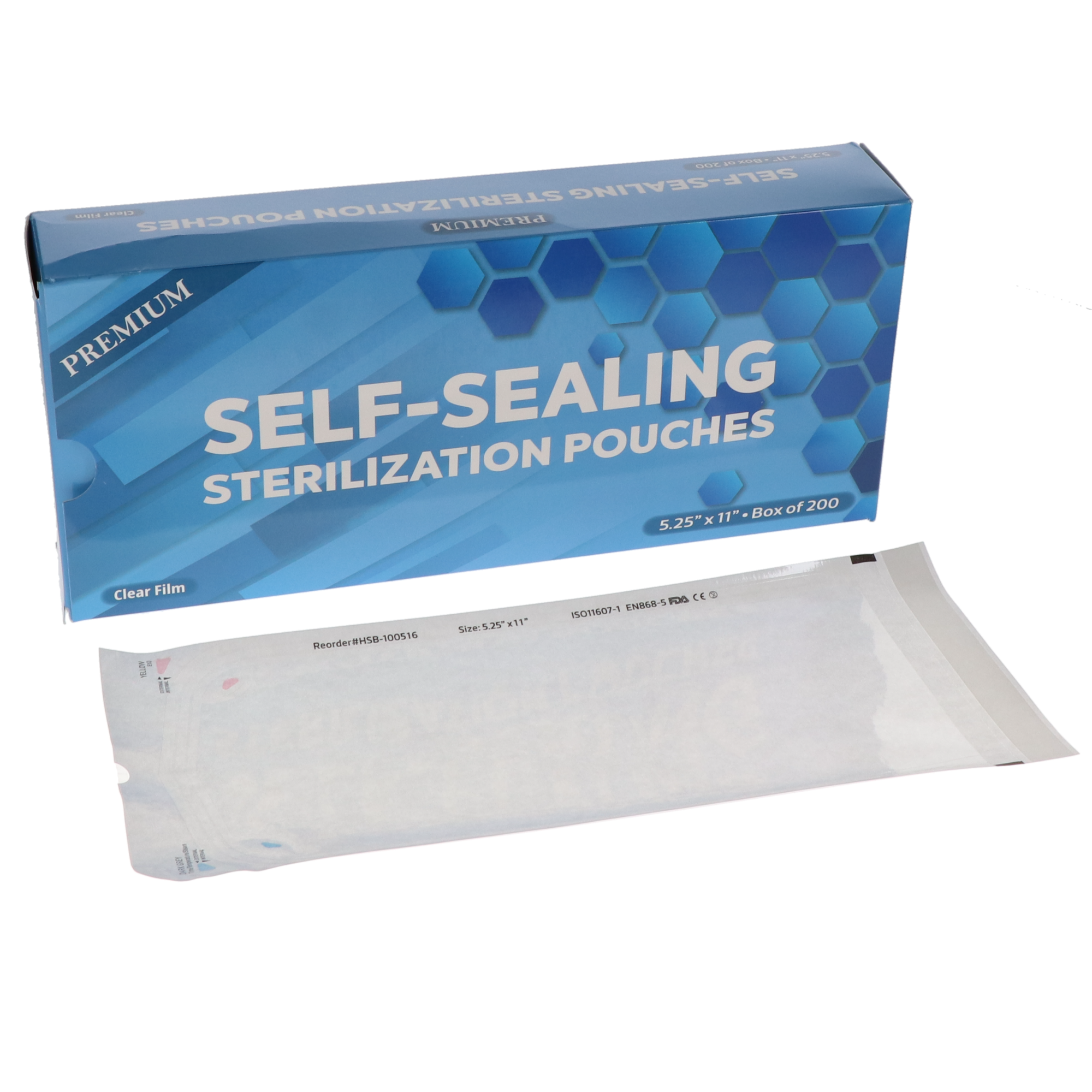 House Brand Dentistry 100516 Paper/Clear Film Self-Sealing Sterilization Pouches 5.25 House Brand Dentistry 100516 Paper/Clear Film Self-Sealing Sterilization Pouches 5.25